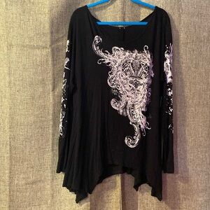 Liberty Wear Fleur de Lis rhinestone long sleeve top.
